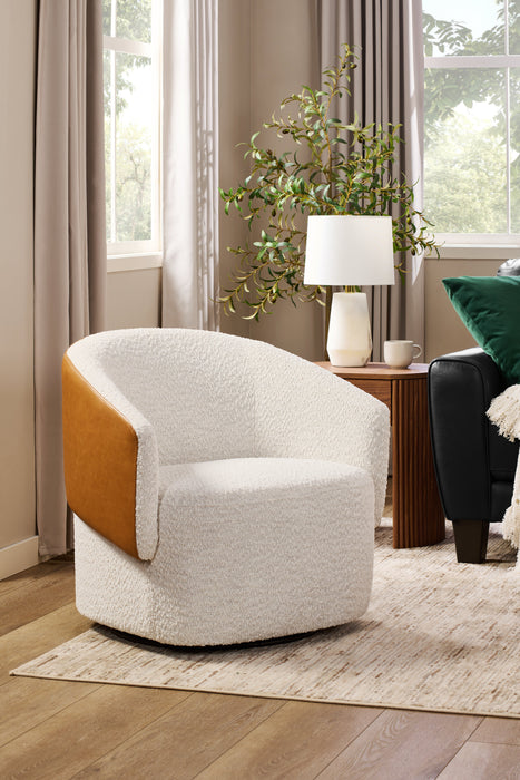 Fauteuil d’appoint pivotant Soho - neige azalée et brun clair Dakota