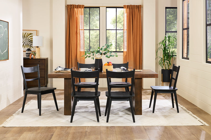 Chaise de salle à manger Sol de Kort & Co. avec dossier en échelle courbé - noire