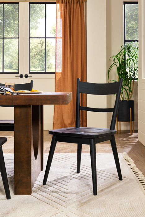 Chaise de salle à manger Sol de Kort & Co. avec dossier en échelle courbé - noire