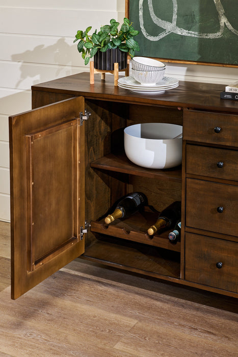 Desserte de salle à manger Sol de Kort & Co. de 60 po (L) avec tablettes intégrées, rangement et 4 tiroirs - brune