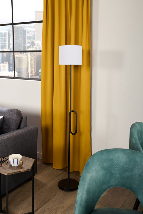 Lampe à pied pour l’intérieur et pour l’extérieur moderne portable Solana de 64 po en métal et en acrylique avec port USB  - noire