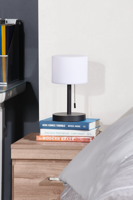 Lampe de table pour l’intérieur et pour l’extérieur moderne portable Solana de 11 po en métal et en acrylique avec port USB - noire