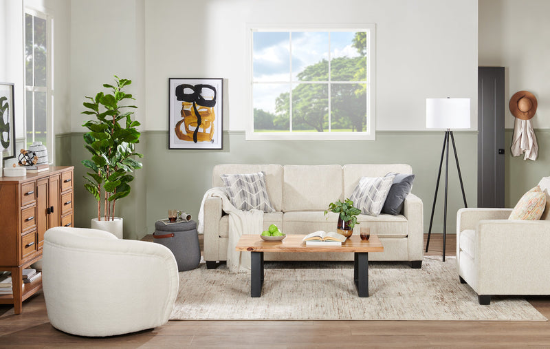 Fauteuil d’appoint courbé Solo de 31,1 po en tissu sherpa - crème glacée