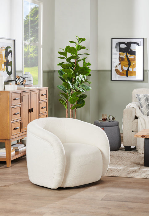 Fauteuil d’appoint courbé Solo de 31,1 po en tissu sherpa - crème glacée