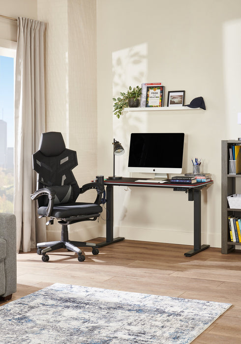 Bureau de jeu Finch de 47 po avec réglage électrique de la hauteur et éclairage à DEL RVB - noir