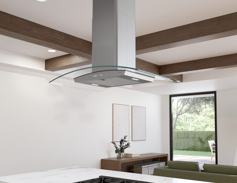 Hotte de cuisinière courbée Brisas par Zephyr de 30 po en verre - acier inoxydable - BML-E30CG