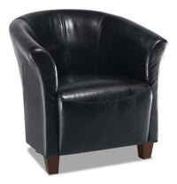 Fauteuil d’appoint Ethan de style gondole de 31 po en similicuir avec pattes en bois - noir