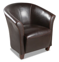 Fauteuil d’appoint Ethan de style gondole de 31 po en similicuir avec pattes en bois - brun