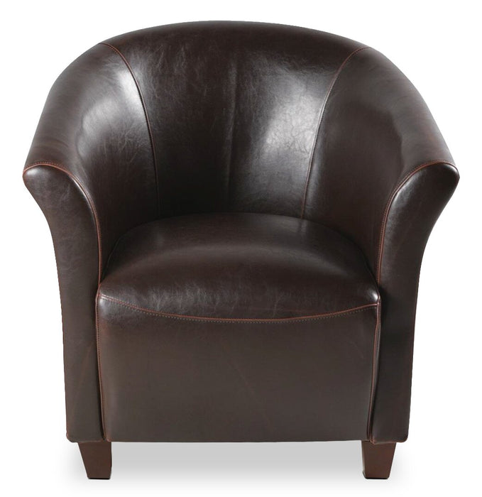 Fauteuil d’appoint Ethan de style gondole de 31 po en similicuir avec pattes en bois - brun