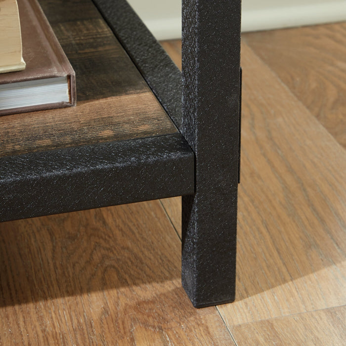 Grand bahut Steel River de 66,06 po de qualité commerciale à 2 tiroirs et tablettes ouvertes - chêne carbone