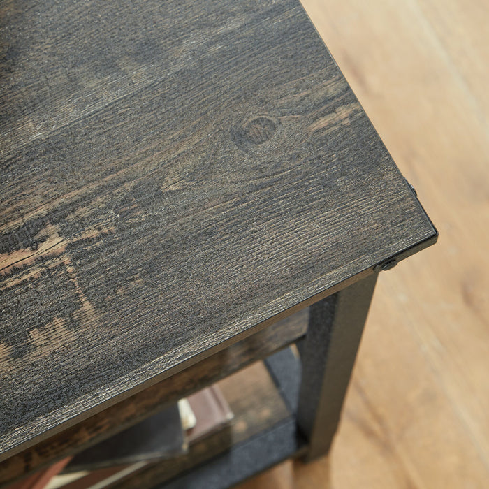 Grand bahut Steel River de 66,06 po de qualité commerciale à 2 tiroirs et tablettes ouvertes - chêne carbone