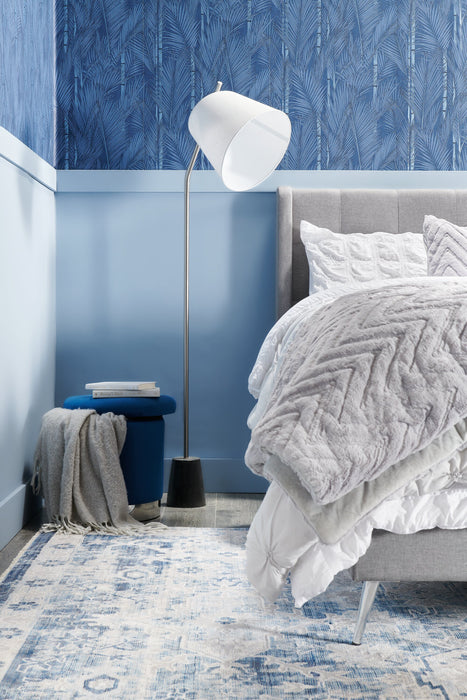 Ensemble 3 lampes Storm acier brossé avec base en marbre noir, 2 lampes de table et 1 lampe à pied