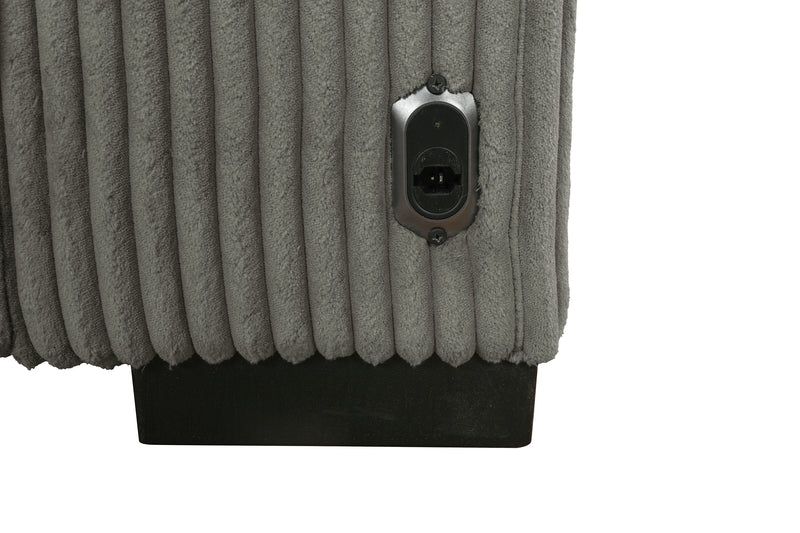 Fauteuil Stratus de 59 po en tissu de fausse fourrure avec fauteuil long à coulissement électrique - gris brouillard