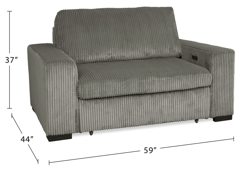 Fauteuil Stratus de 59 po en tissu de fausse fourrure avec fauteuil long à coulissement électrique - gris brouillard