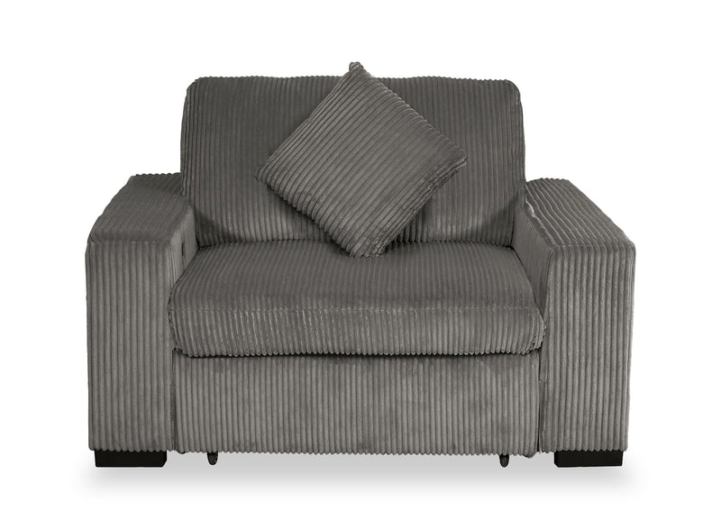 Fauteuil Stratus de 59 po en tissu de fausse fourrure avec fauteuil long à coulissement électrique - gris brouillard
