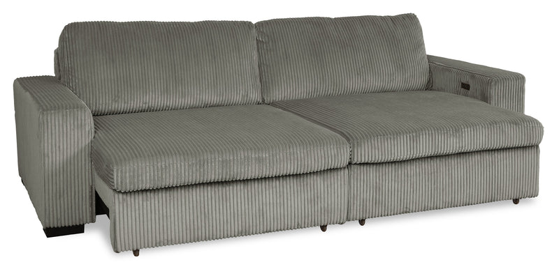 Sofa-lit double Stratus de 108 po en tissu de fausse fourrure avec coulissement électrique - gris brouillard