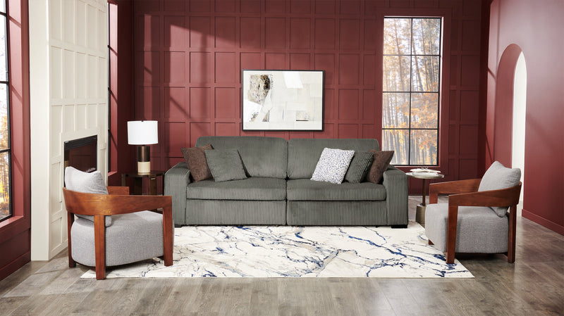 Sofa-lit double Stratus de 108 po en tissu de fausse fourrure avec coulissement électrique - gris brouillard