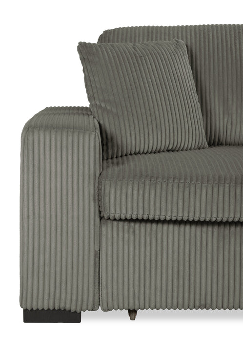 Sofa-lit double Stratus de 108 po en tissu de fausse fourrure avec coulissement électrique - gris brouillard