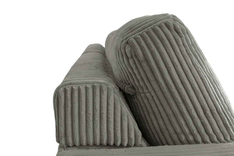 Sofa-lit double Stratus de 108 po en tissu de fausse fourrure avec coulissement électrique - gris brouillard