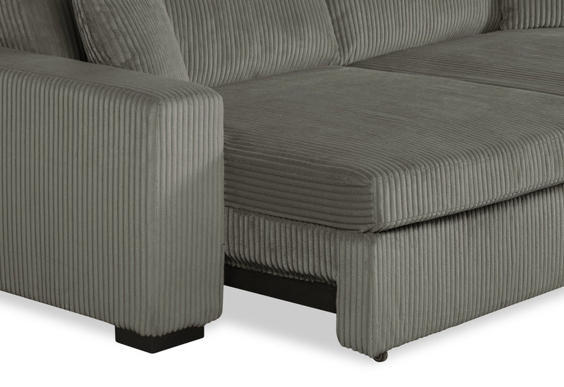 Sofa-lit double Stratus de 108 po en tissu de fausse fourrure avec coulissement électrique - gris brouillard