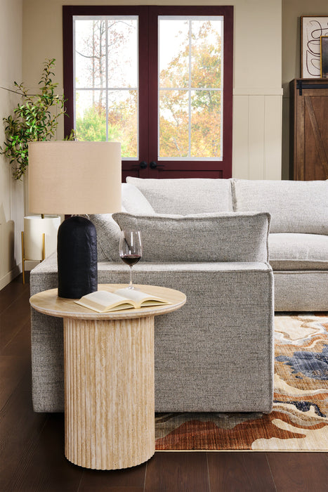Table de bout ronde Sullivan de 23,6 po avec dessus en pierre frittée - travertin beige