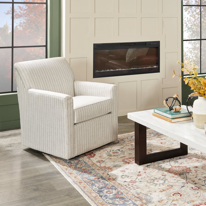 Fauteuil d’appoint pivotant Sofa Lab personnalisable de 31 po fabriqué au Canada en tissu - blanc Dolphin White