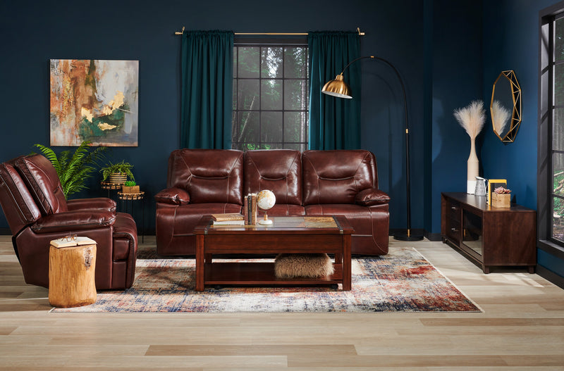 Table à café rustique Roanoke de 50 po avec dessus relevable, rangement et tablette - bois cerisier foncé et incrustation d’ardoise