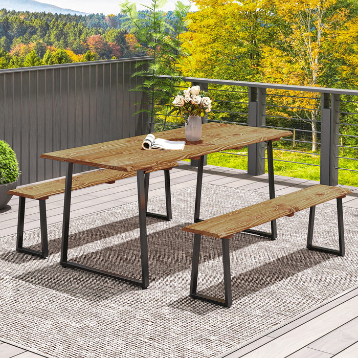 Outsunny Ensemble Table Et Banc De Pique-nique Pour 6 Personnes