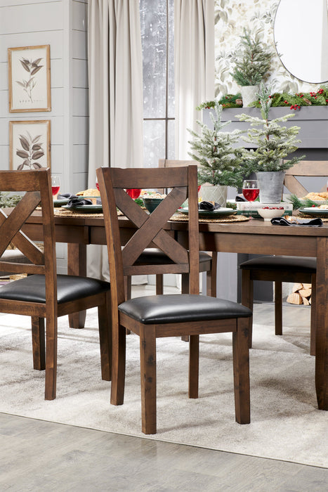 Chaise de salle à manger Talia en tissu de cuir végétalien avec dossier entrecroisé - gris-brun