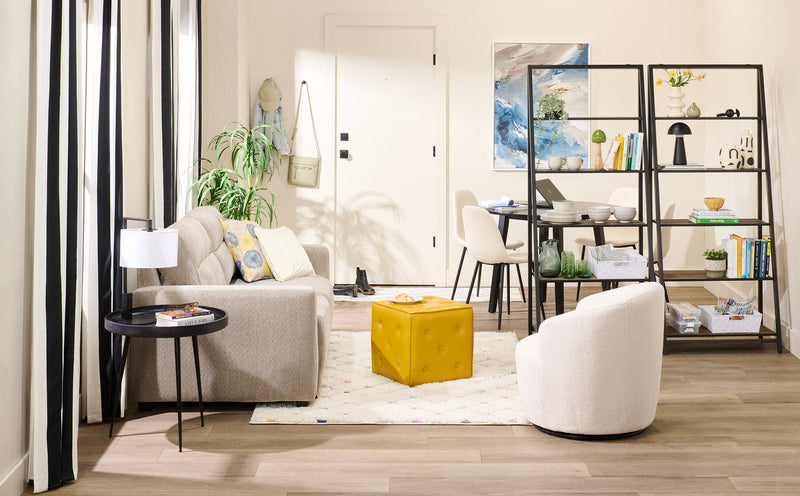 Pouf cubique Talbott de 17,5 po - similicuir jaune