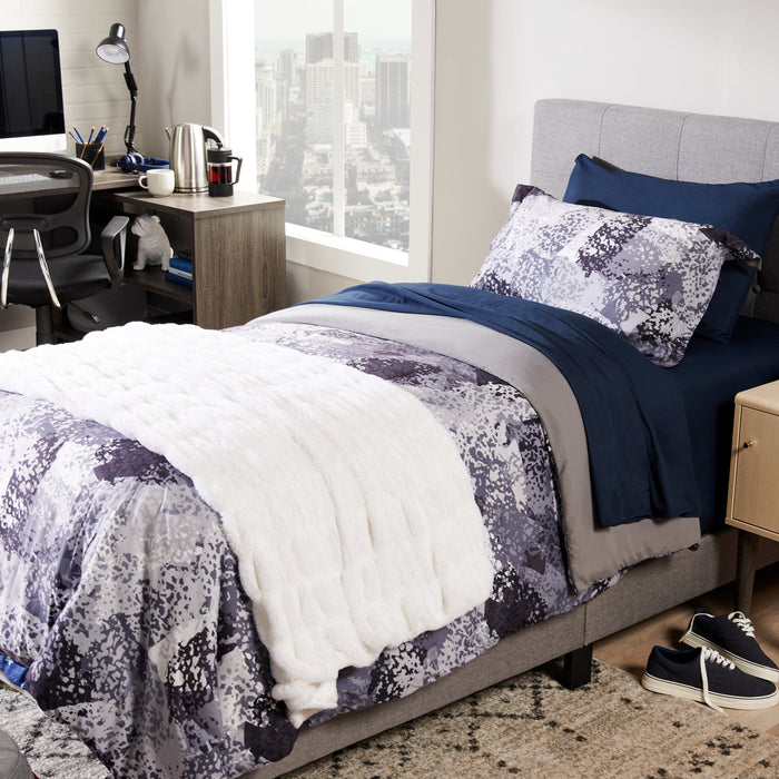 Lit rembourré Tara en tissu d’apparence lin gris avec capitonnage à boutons - format lit simple