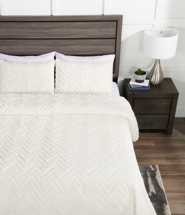 Ensemble d'édredon Tilda 3 pièces pour très grand lit - blanc 