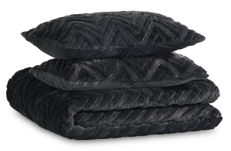 Ensemble d'édredon Tilda 3 pièces pour lit double ou grand lit - anthracite