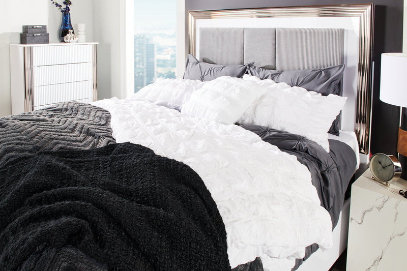 Ensemble d'édredon Tilda 3 pièces pour très grand lit - anthracite