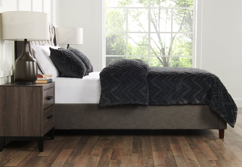 Ensemble d'édredon Tilda 3 pièces pour très grand lit - anthracite