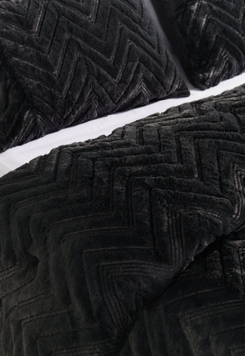 Ensemble d'édredon Tilda 3 pièces pour très grand lit - anthracite