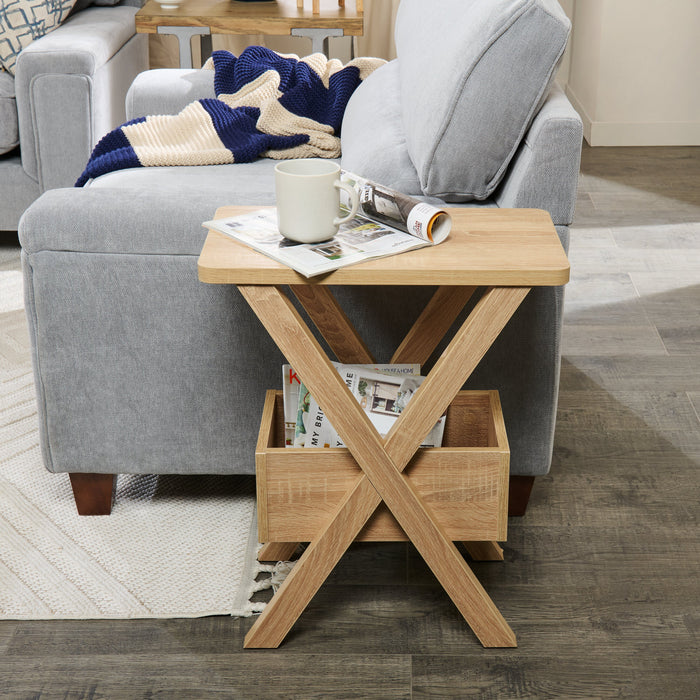 Table de fauteuil Torry de 11,5 po avec compartiment - taupe