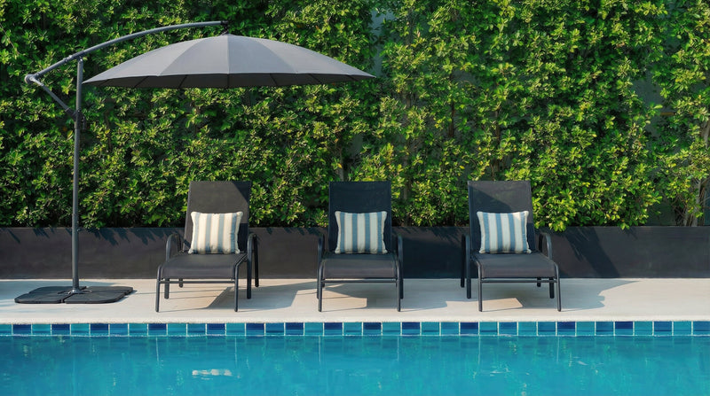 Chaise longue Tuscany pour la terrasse à l’extérieur avec dossier réglable - métal, résistante aux rayons UV et aux intempéries - grise et noire