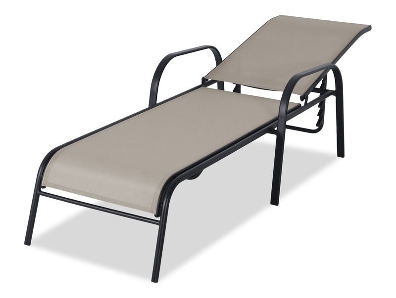 Chaise longue Tuscany pour la terrasse à l’extérieur avec dossier réglable - métal, résistante aux rayons UV et aux intempéries - beige et noire