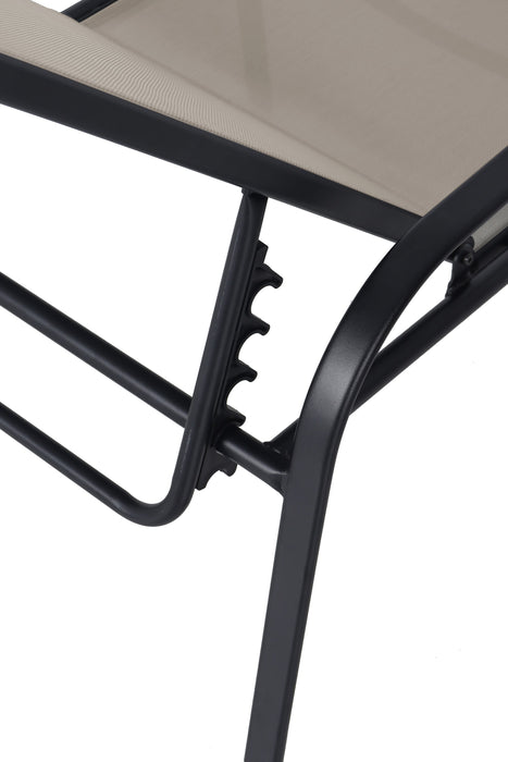 Chaise longue Tuscany pour la terrasse à l’extérieur avec dossier réglable - métal, résistante aux rayons UV et aux intempéries - beige et noire