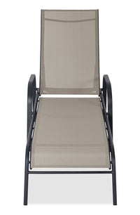  Chaise longue Tuscany pour la terrasse à l’extérieur avec dossier réglable - métal, résistante aux rayons UV et aux intempéries - beige et anthracite