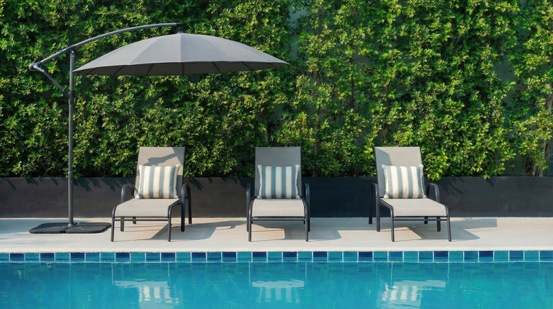 Chaise longue Tuscany pour la terrasse à l’extérieur avec dossier réglable - métal, résistante aux rayons UV et aux intempéries - beige et noire