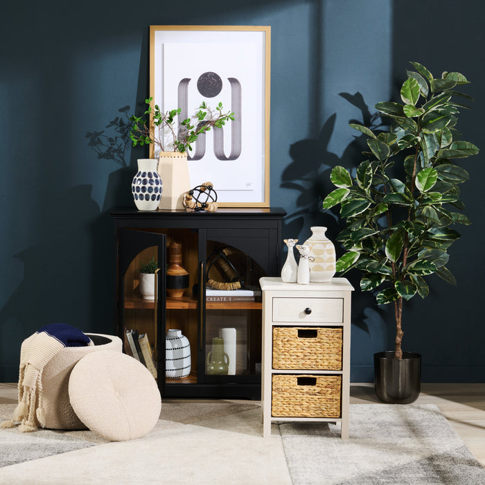 Table de fauteuil Jon de 15,5 po avec 2 paniers et tiroir - chêne blanc