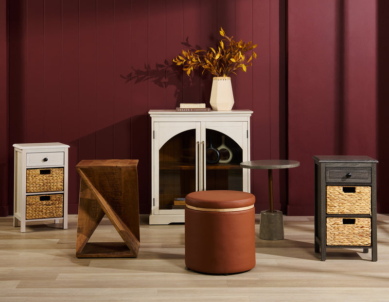 Armoire décorative Twyla en bois massif avec portes arquées - blanche