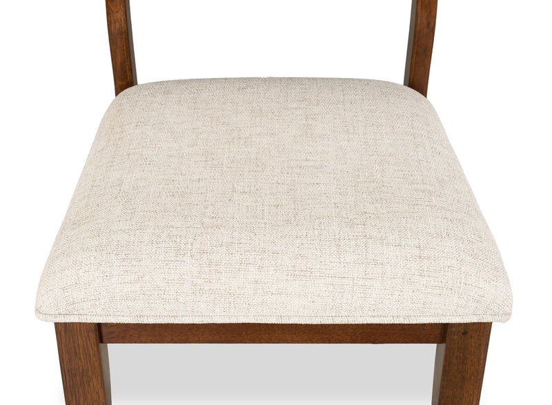 Chaise de salle à manger Vale en tissu de polyester et en bois avec dossier en échelle - brune et beige