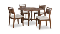  Ensemble de salle à manger Vale 5 pièces avec table ronde de 48 po (l) et 4 chaises - brun et beige