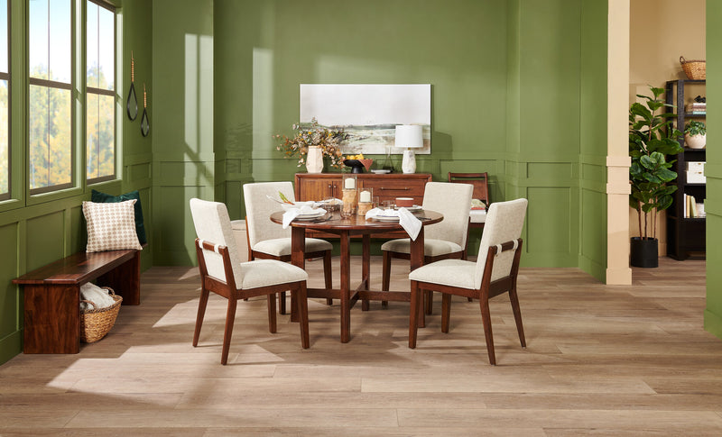 Table de salle à manger ronde Vale de 48 po (l) en bois - brune