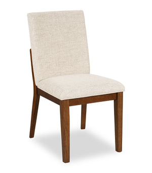 Chaise de salle à manger Vale en tissu de polyester et en bois - brune et beige