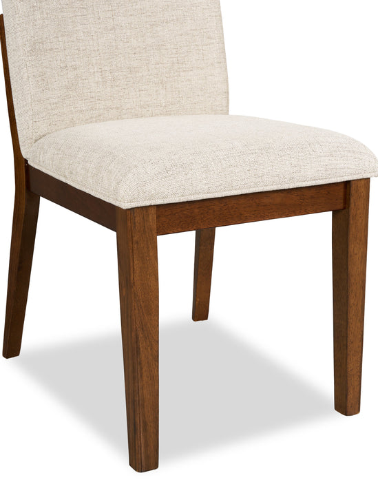 Chaise de salle à manger Vale en tissu de polyester et en bois - brune et beige