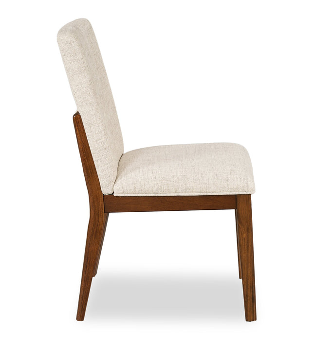 Chaise de salle à manger Vale en tissu de polyester et en bois - brune et beige